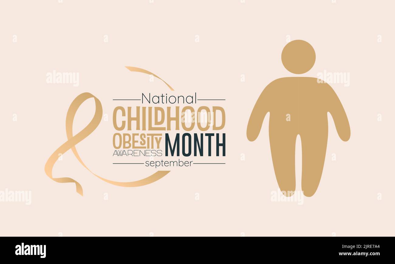 Concetto di disegno di illustrazione del vettore del mese nazionale di consapevolezza di obesità infantile osservato ogni settembre. Illustrazione Vettoriale
