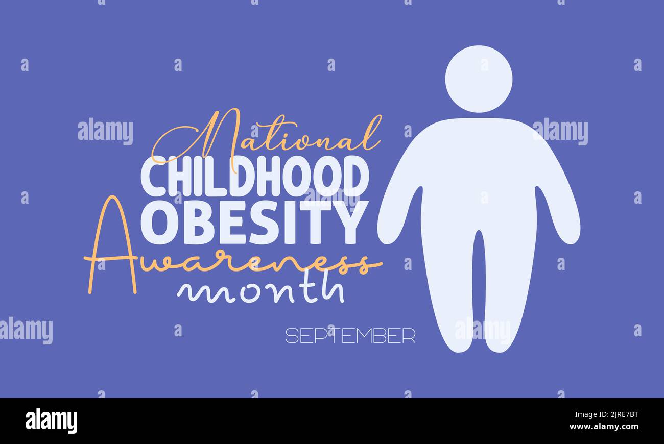 Concetto di disegno di illustrazione del vettore del mese nazionale di consapevolezza di obesità infantile osservato ogni settembre. Illustrazione Vettoriale