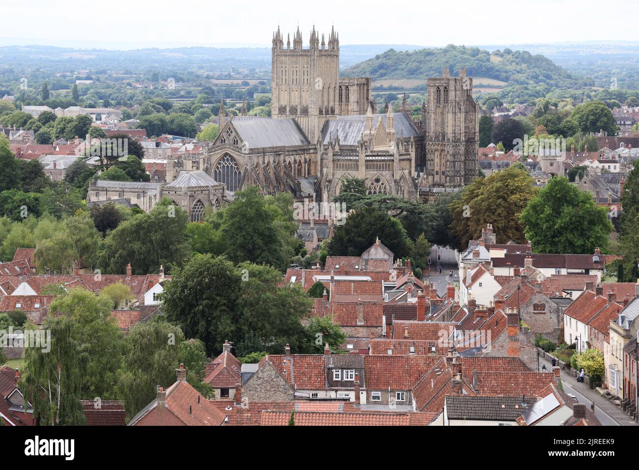 Wells Cathedral and the City of Wells, Somerset, England UK Picture by Antony Thompson - Thousand Word Media, NO SALES, NO SYNDICATION. Contatto per m Foto Stock