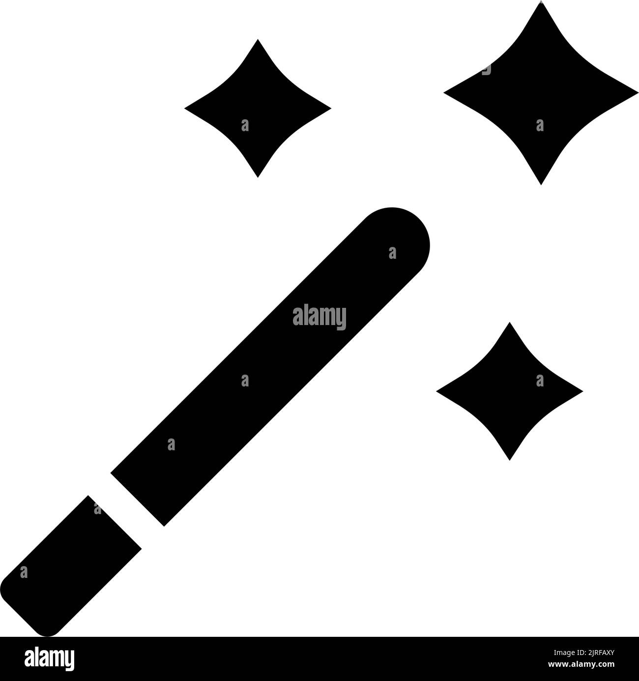 Icona dell'interfaccia utente glyph nera dello strumento bacchetta magica Illustrazione Vettoriale