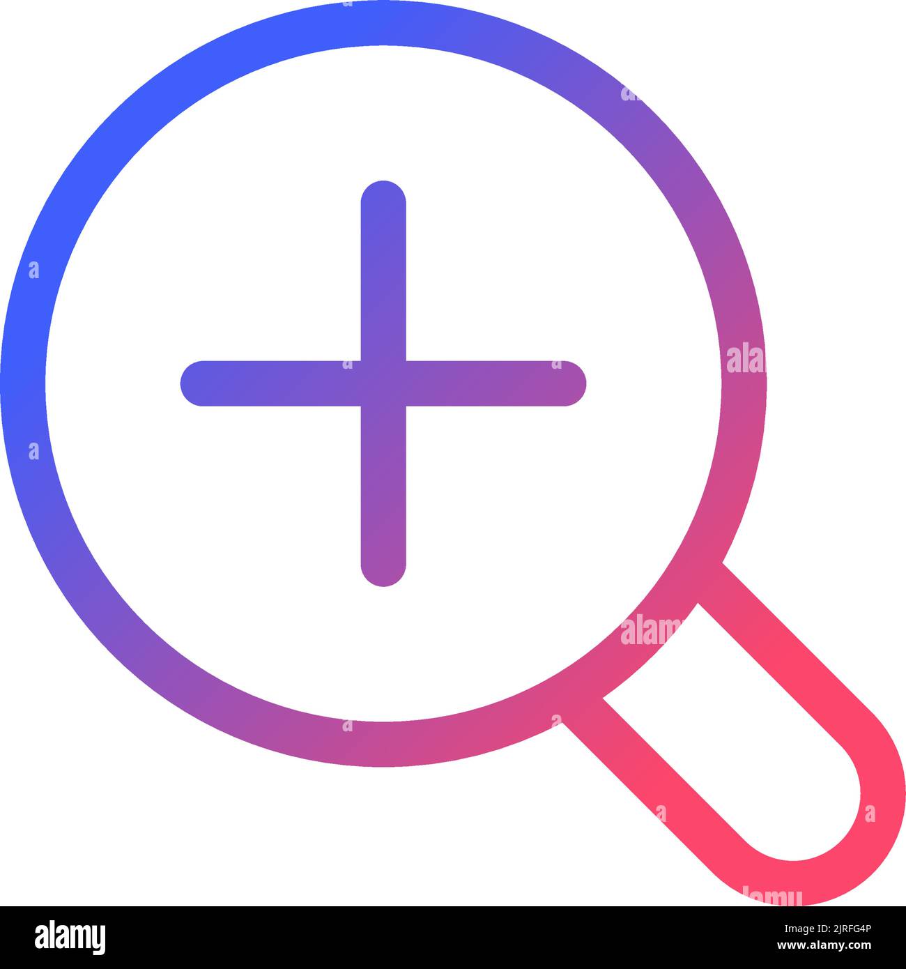 Lente di ingrandimento e icona dell'interfaccia utente lineare a gradiente perfetto in pixel Illustrazione Vettoriale