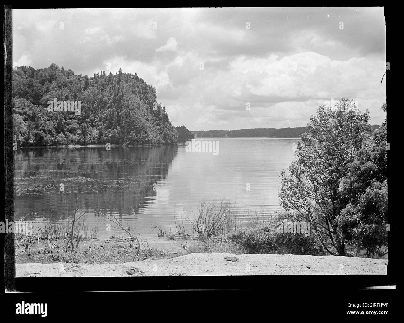 New Zealand Lake scene, di J.W. Chapman-Taylor. Foto Stock
