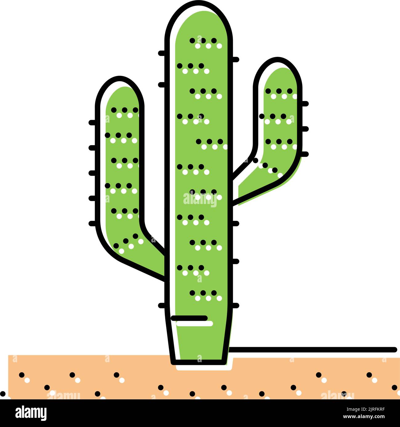 illustrazione vettoriale dell'icona del colore della pianta occidentale di cactus Illustrazione Vettoriale