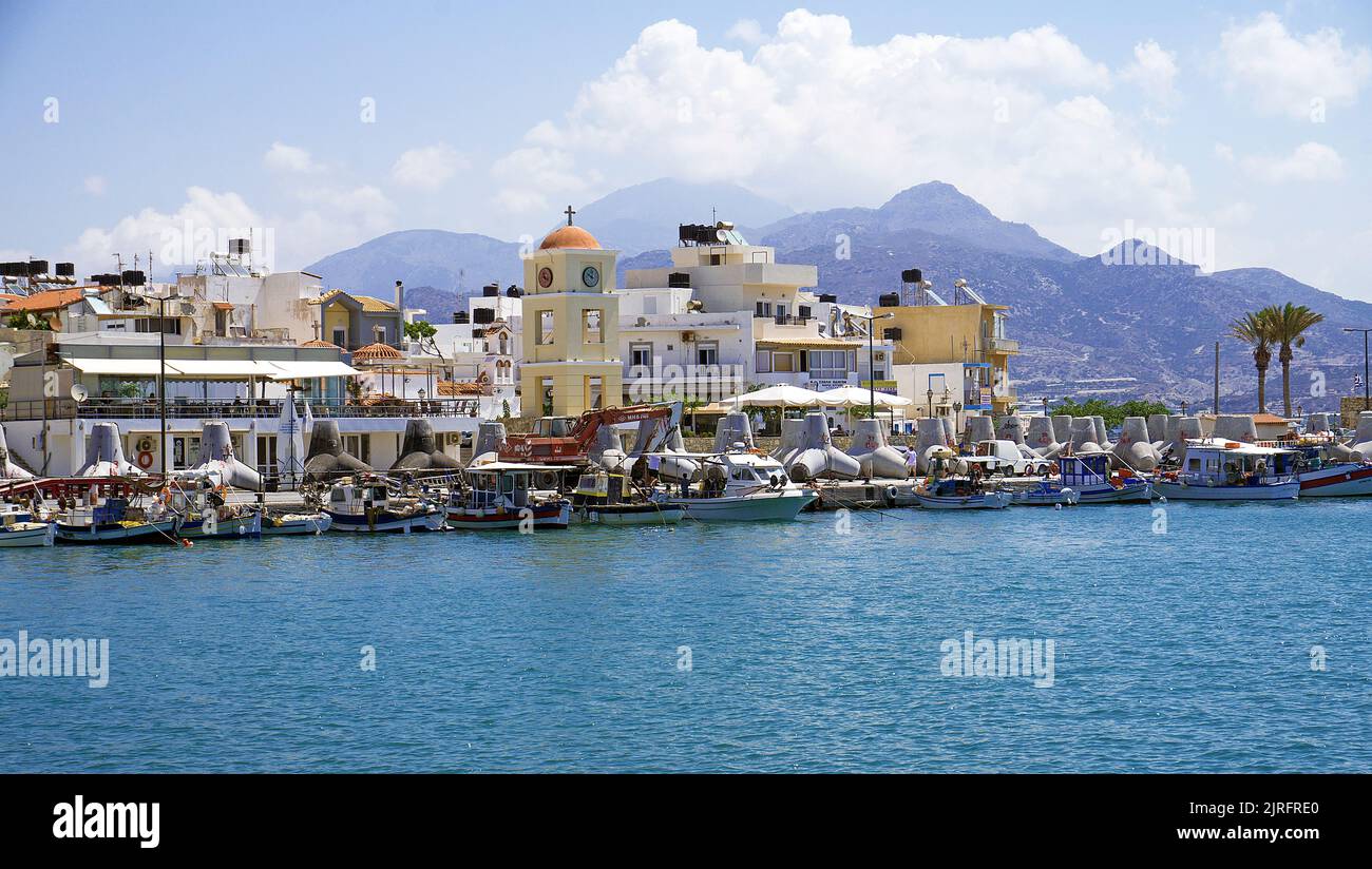 Fischerboote im Hafen von Ierapetra, der suedlichsten Stadt Griechenlands, Kreta, Griechenland, Europa | pescherecci nel porto di Ierapetra, Th Foto Stock