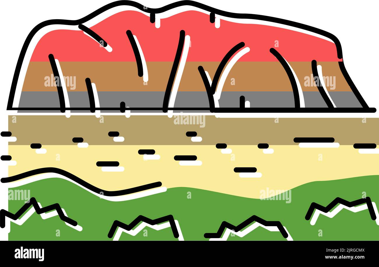 immagine vettoriale dell'icona del colore della montagna uluru Illustrazione Vettoriale