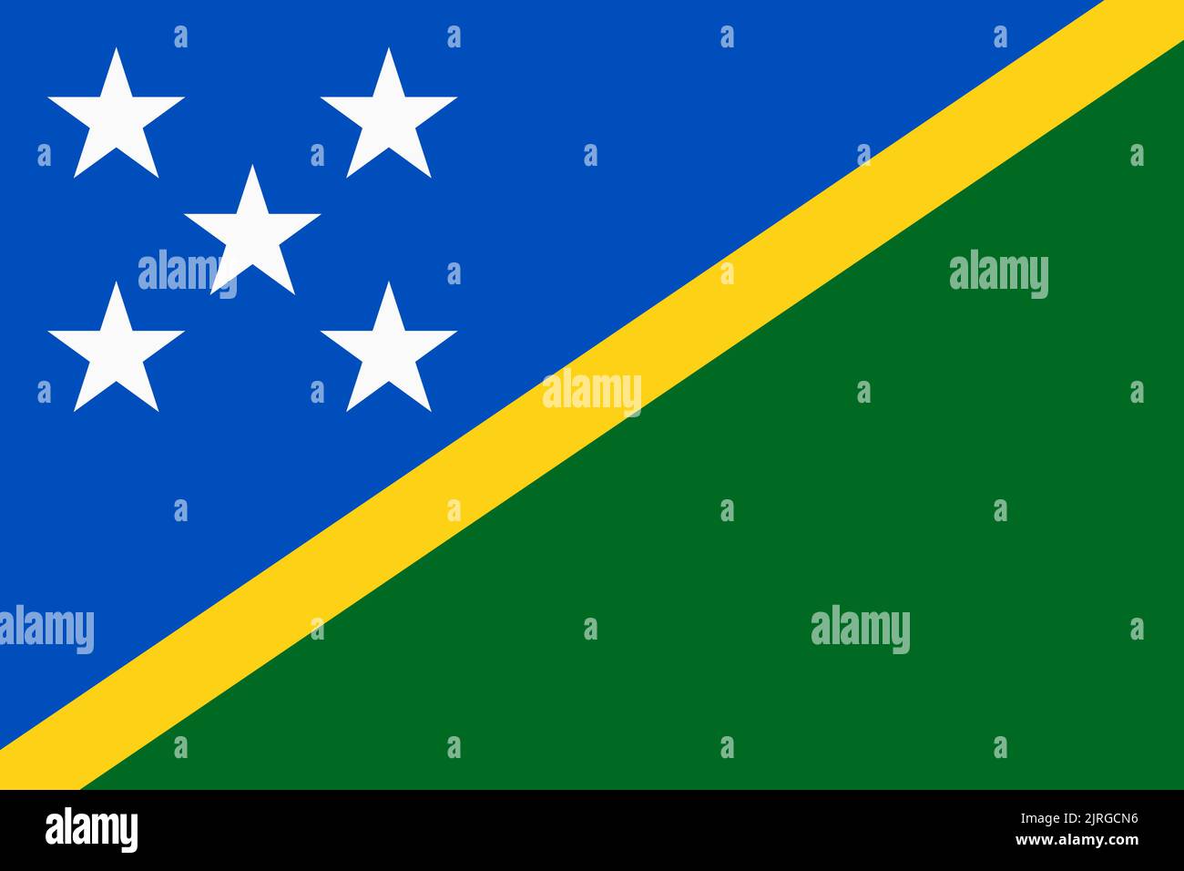Bandiera delle Isole Salomone. Bandiera nazionale e simbolo patriottico di Melanesia. Colori ufficiali. Illustrazione del vettore piatto. Illustrazione Vettoriale
