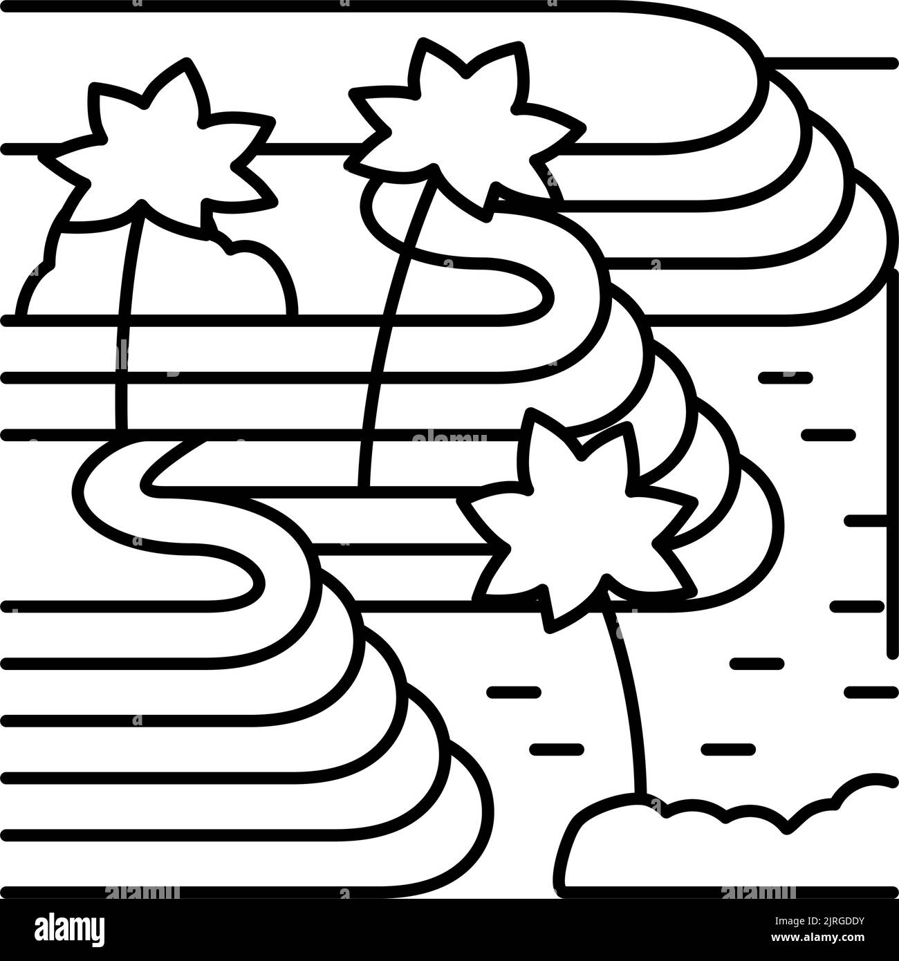 tegallalang riso terrazze linea icona vettore illustrazione Illustrazione Vettoriale