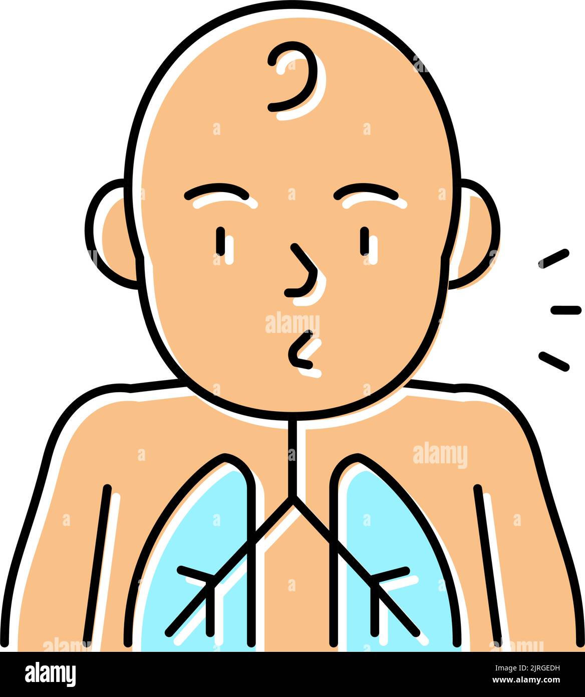 immagine vettoriale dell'icona a colori del riflesso della tosse Illustrazione Vettoriale