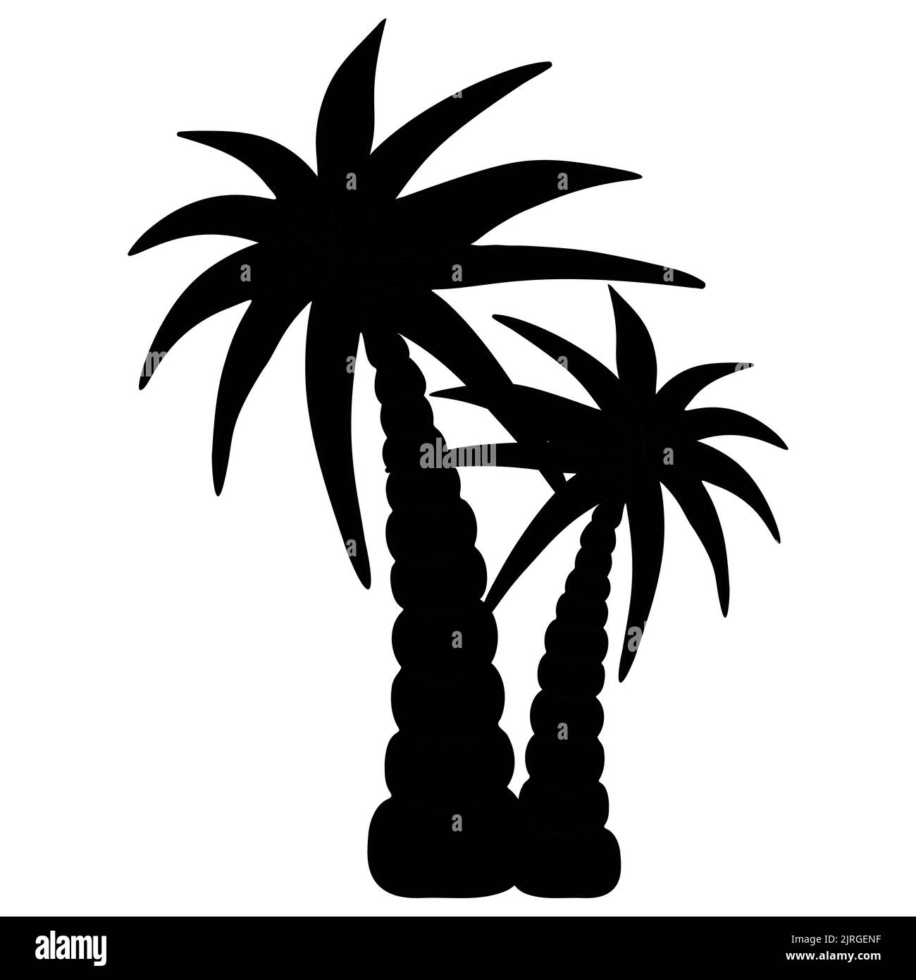 Alberi di palma. Silhouette. Pittogramma. Illustrazione vettoriale. Delineare su uno sfondo isolato. Cocco. Albero tropicale. Stile piatto. Pianta esotica Illustrazione Vettoriale