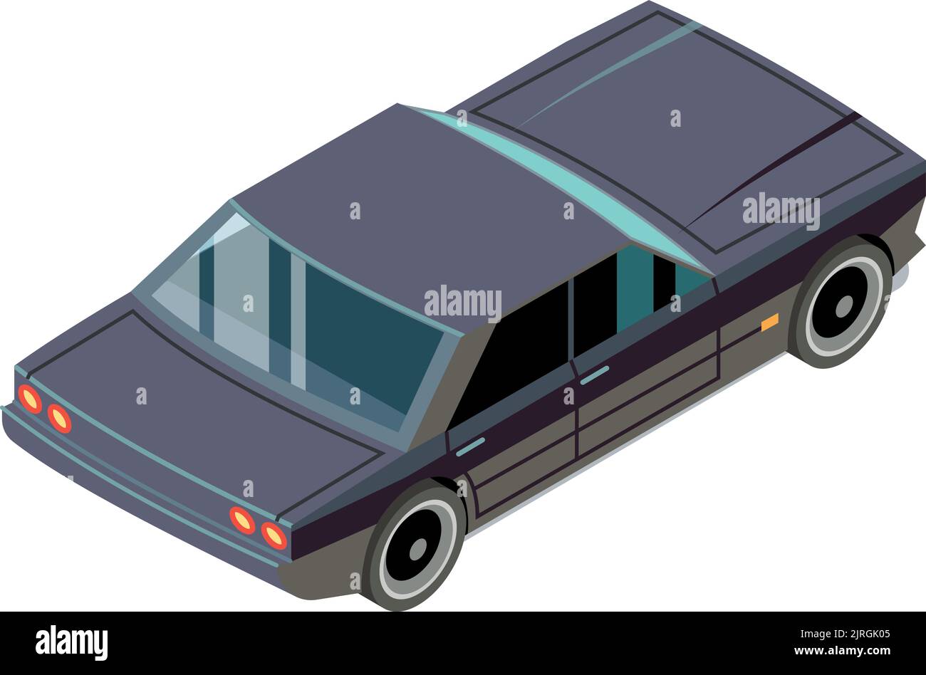 Icona isometrica della vista posteriore dell'auto retrò nera Illustrazione Vettoriale