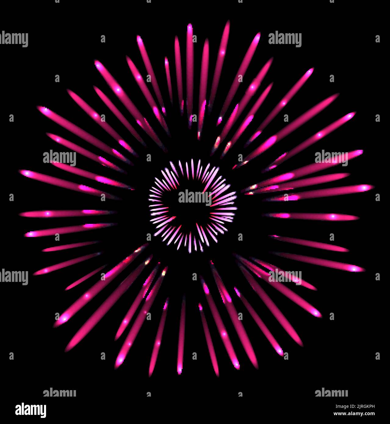 Fuochi d'artificio nel cielo notturno. Colore brillante luce festiva Illustrazione Vettoriale