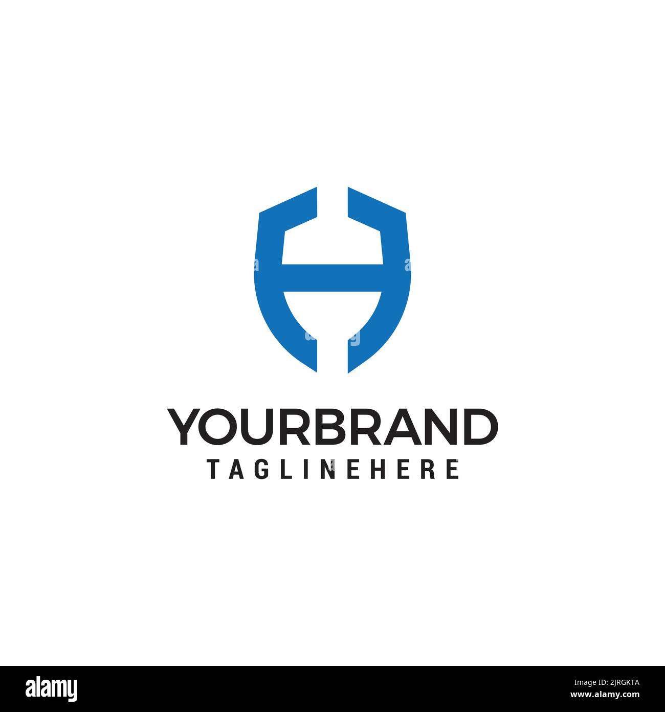 Lettera iniziale H con logo Shield Frame Line ART Element Shield Line Geometry for Security Illustrazione Vettoriale