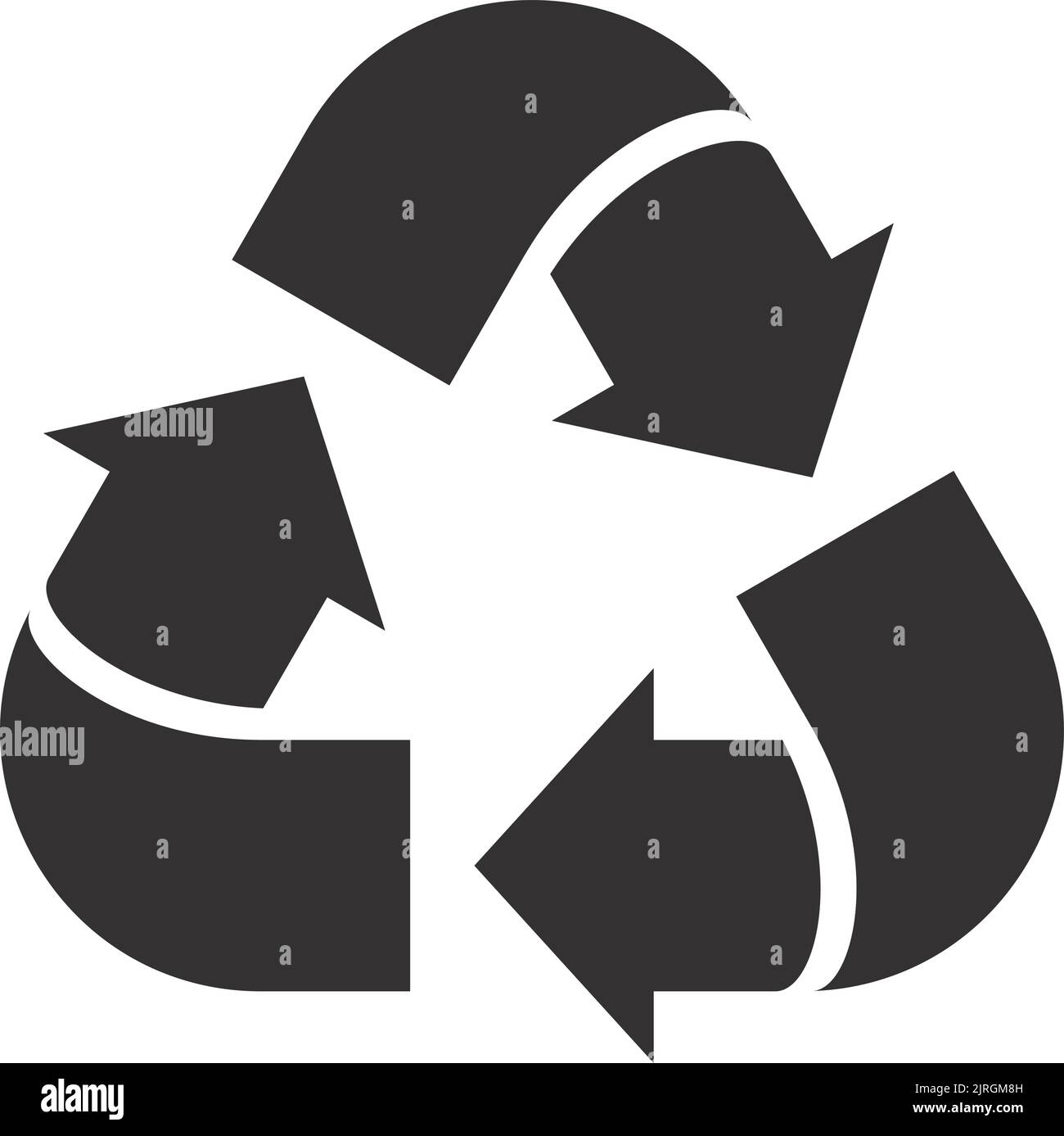 Triangolo di riciclo. Frecce nere. Cartello rifiuti ecologici Illustrazione Vettoriale