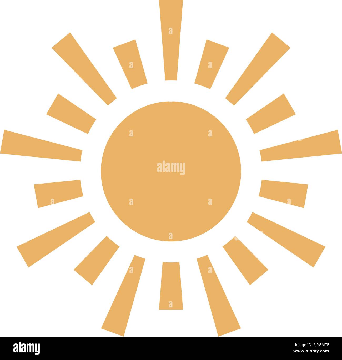 Simbolo di calore estivo. Icona giallo sole piatto Illustrazione Vettoriale