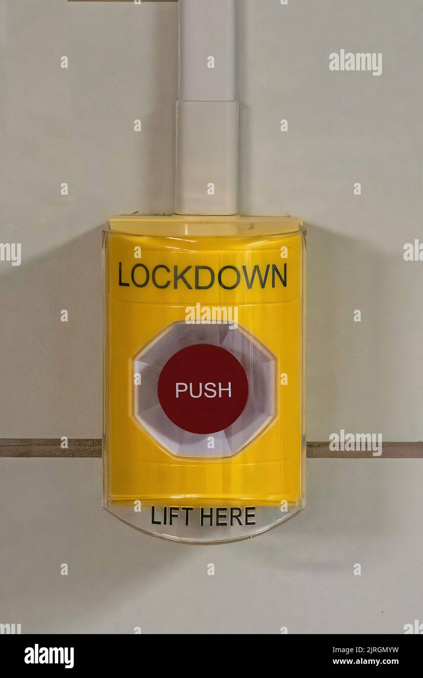 Lockdown Button presso la U.S. High School Foto Stock