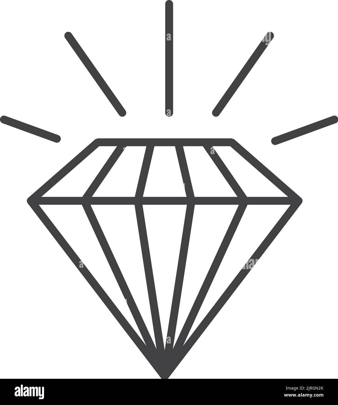 Icona a forma di diamante brillante. Simbolo della linea nera GEM Illustrazione Vettoriale
