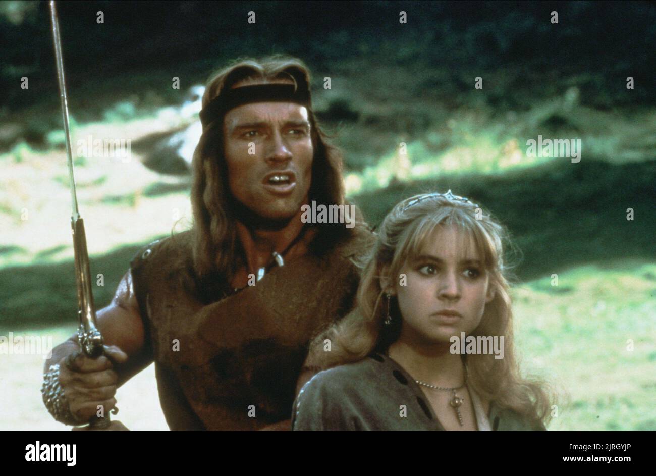 ARNOLD SCHWARZENEGGER, Olivia D'ABO, Conan il distruttore, 1984 Foto Stock