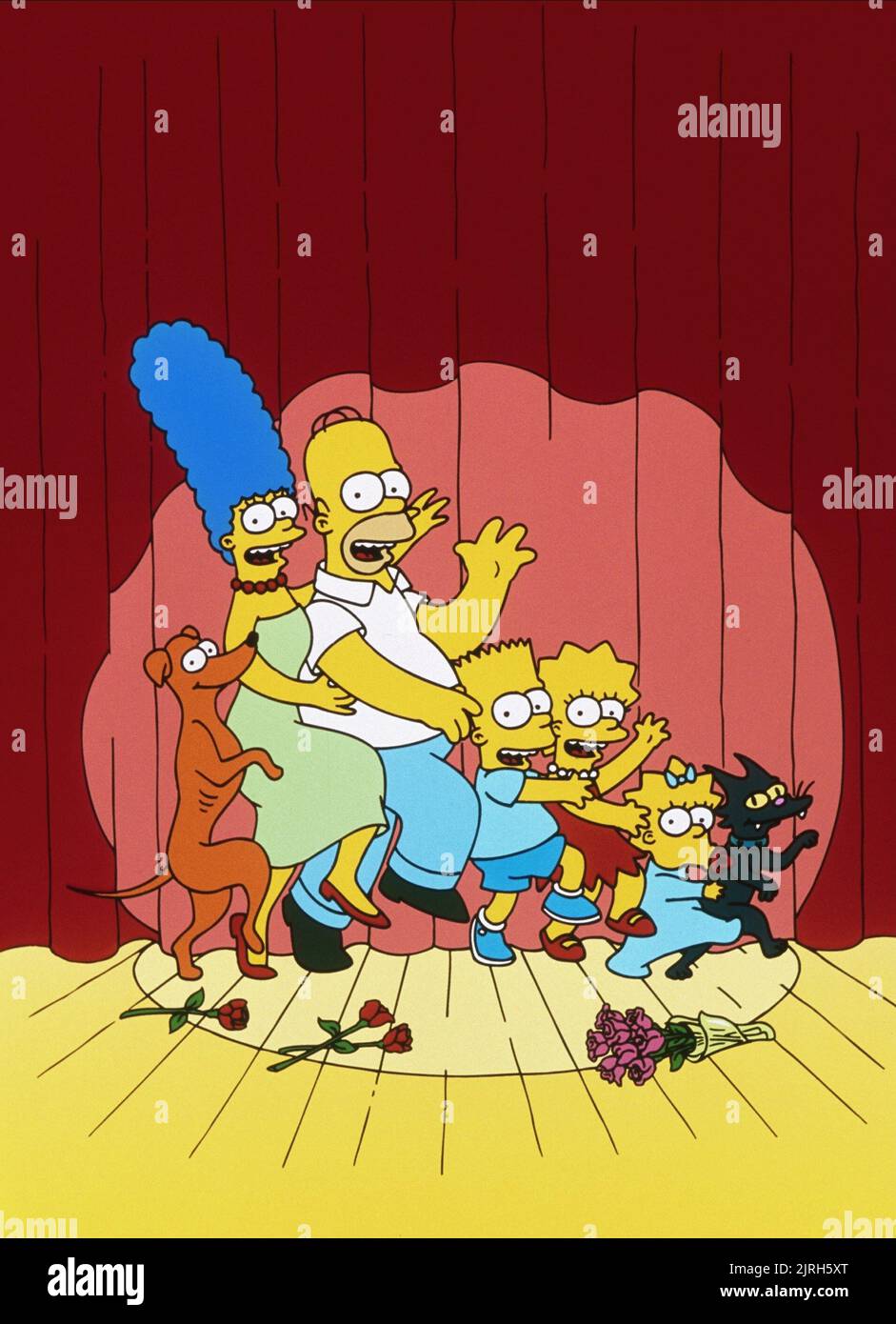 PICCOLO AIUTANTE DI BABBO NATALE, MARGE, HOMER, BART, LISA, MAGGIE SIMPSON, SNOWBALL, THE SIMPSONS, 1989 Foto Stock