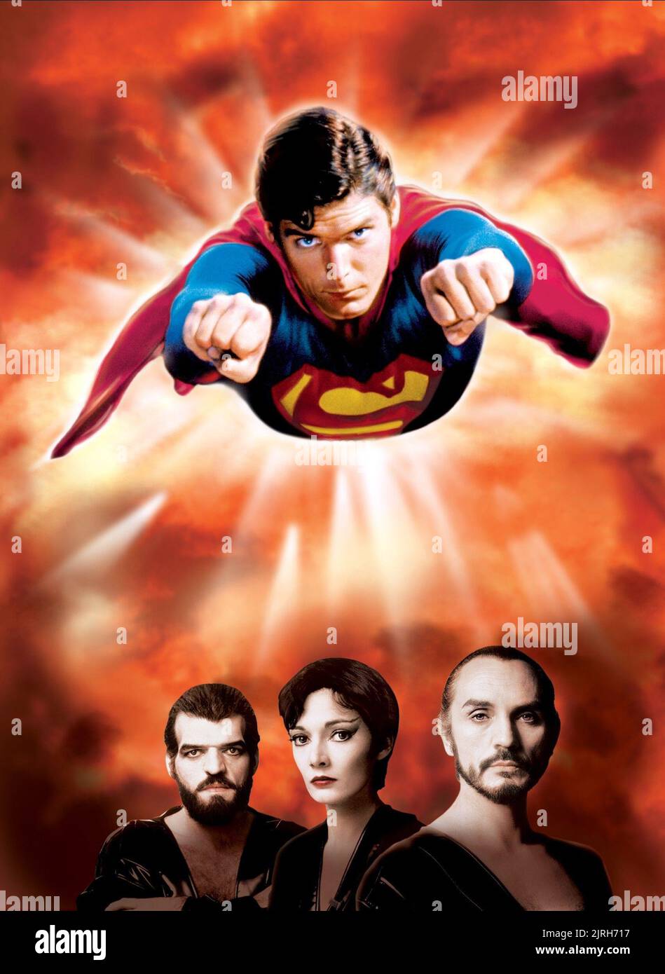 CHRISTOPHER REEVE, JACK O'HALLORAN, SARAH DOUGLAS, Terence Stamp, Superman II, 1980 Foto Stock