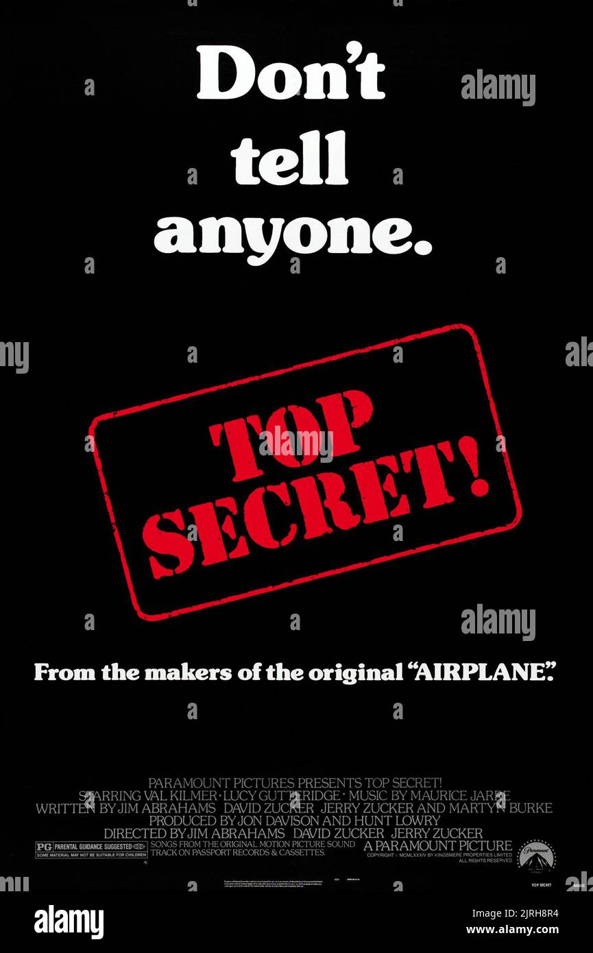 POSTER DEL FILM, TOP SECRET!, 1984 Foto Stock