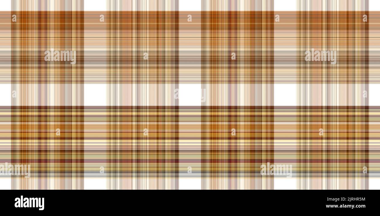 Tessuto Woodland bianco tartan bordo senza cuciture. Plaid foresta autunnale tonale a struttura organica. Banner di striscia arancione per nastro di lavaggio ruvido. Foto Stock