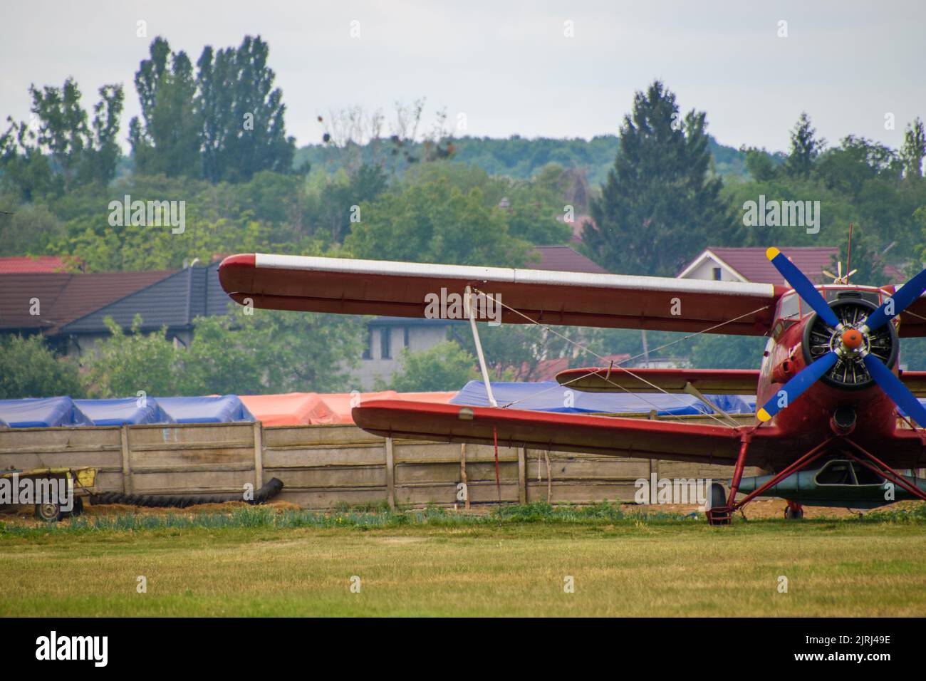 Primo piano di un modello di aereo Antonov AN-2 alla mostra del festival aeronautico Hangariada Foto Stock