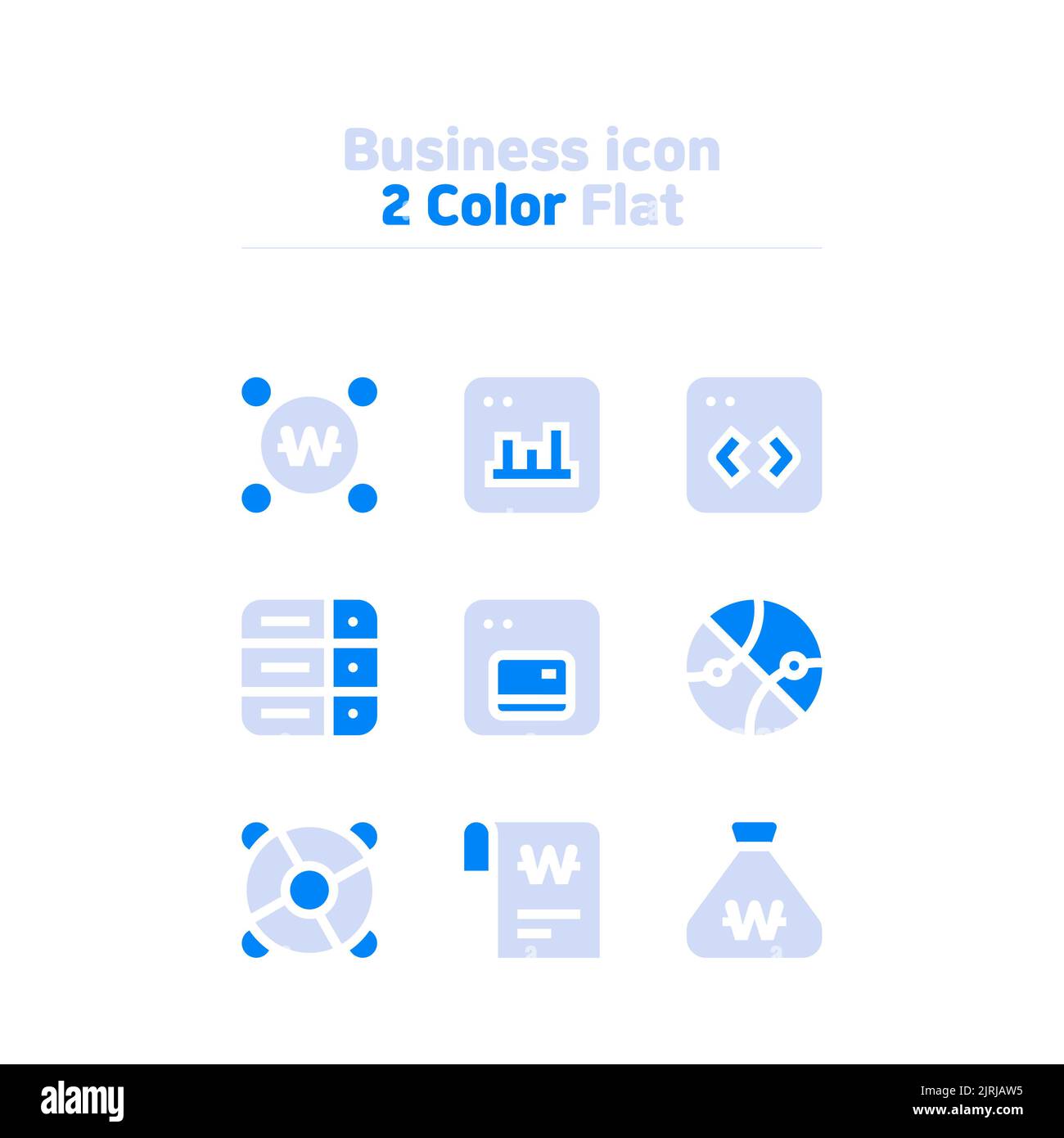 set di icone business piatte a due colori Foto Stock