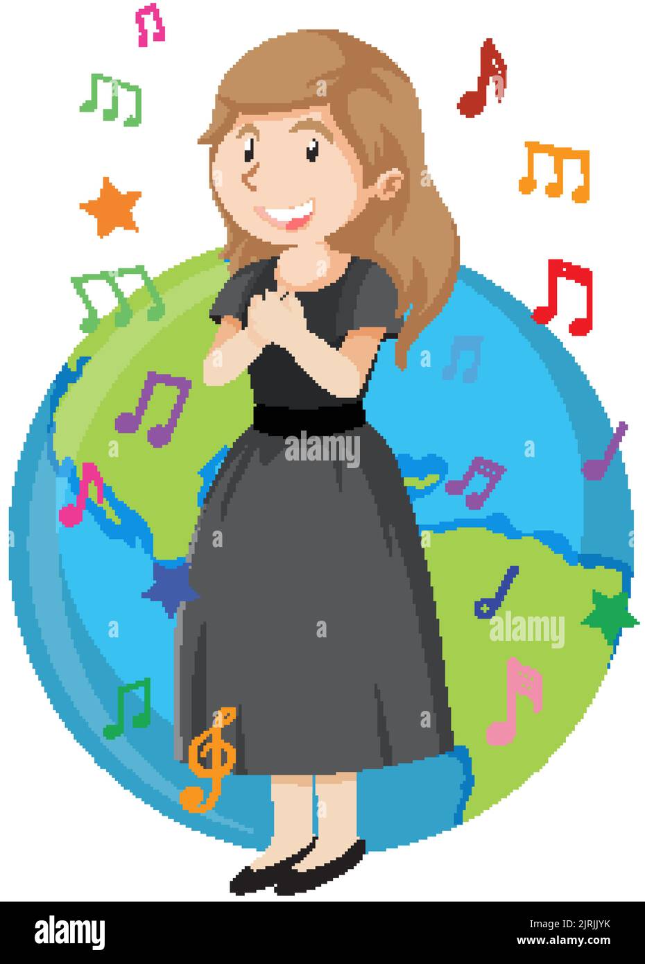 Illustrazione di un personaggio fumetto della cantante femminile Illustrazione Vettoriale