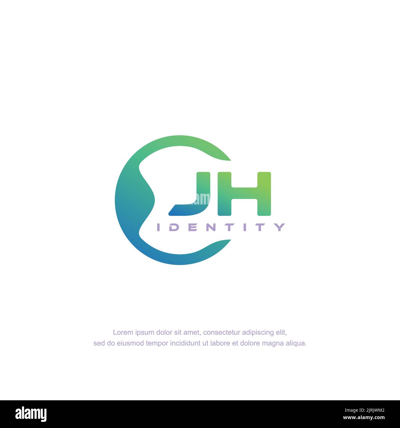 Vettore modello di logo a linea circolare con lettera iniziale JH con colore sfumato Illustrazione Vettoriale