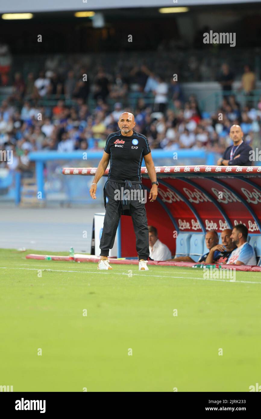 24 agosto 2022, Napoli, Campania/Napoli, Italia: Azione durante la partita di calcio tra SSC Napoli e JUVE STABIA allo STADIO DIEGO ARMANDO MARADONA di Napoli .risultato finale Napoli vs. JUVE STABIA 3-0.in foto Luciano Spalletti, allenatore di SSC NAPOLI (Credit Image: © Salvatore Esposito/Pacific Press via ZUMA Press Wire) Foto Stock