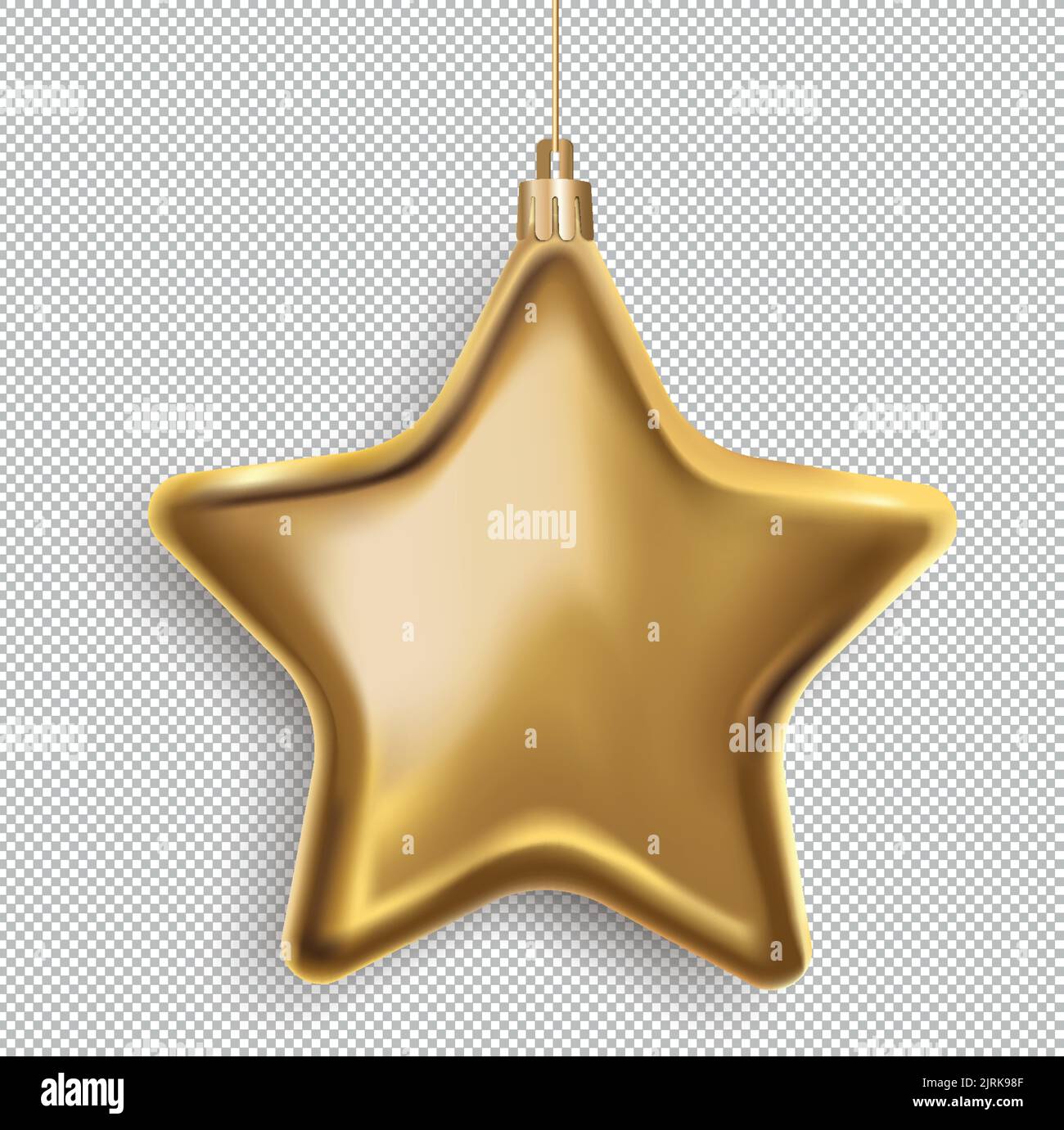 Stella d'oro Natale su sfondo trasparente. Illustrazione vettoriale del giocattolo del tee di Natale Illustrazione Vettoriale