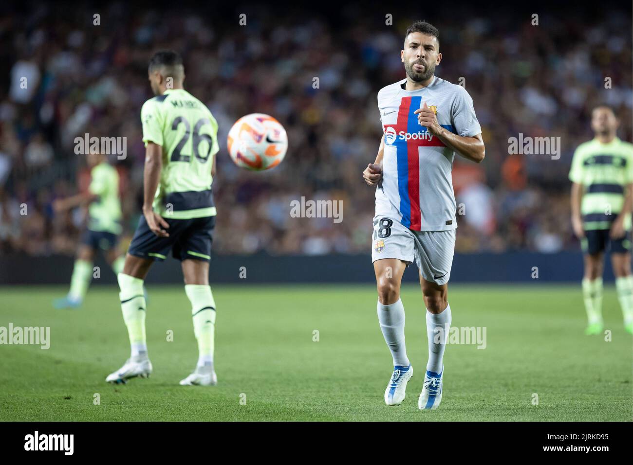 Barcellona, Spagna. 24th ago, 2022. Jordi Alba, si trova in posizione di fianco a una partita di calcio benefica tra Barcellona e Manchester City allo stadio Camp Nou di Barcellona, Spagna, mercoledì 24 agosto 2022 Credit: CORDON PRESS/Alamy Live News Foto Stock