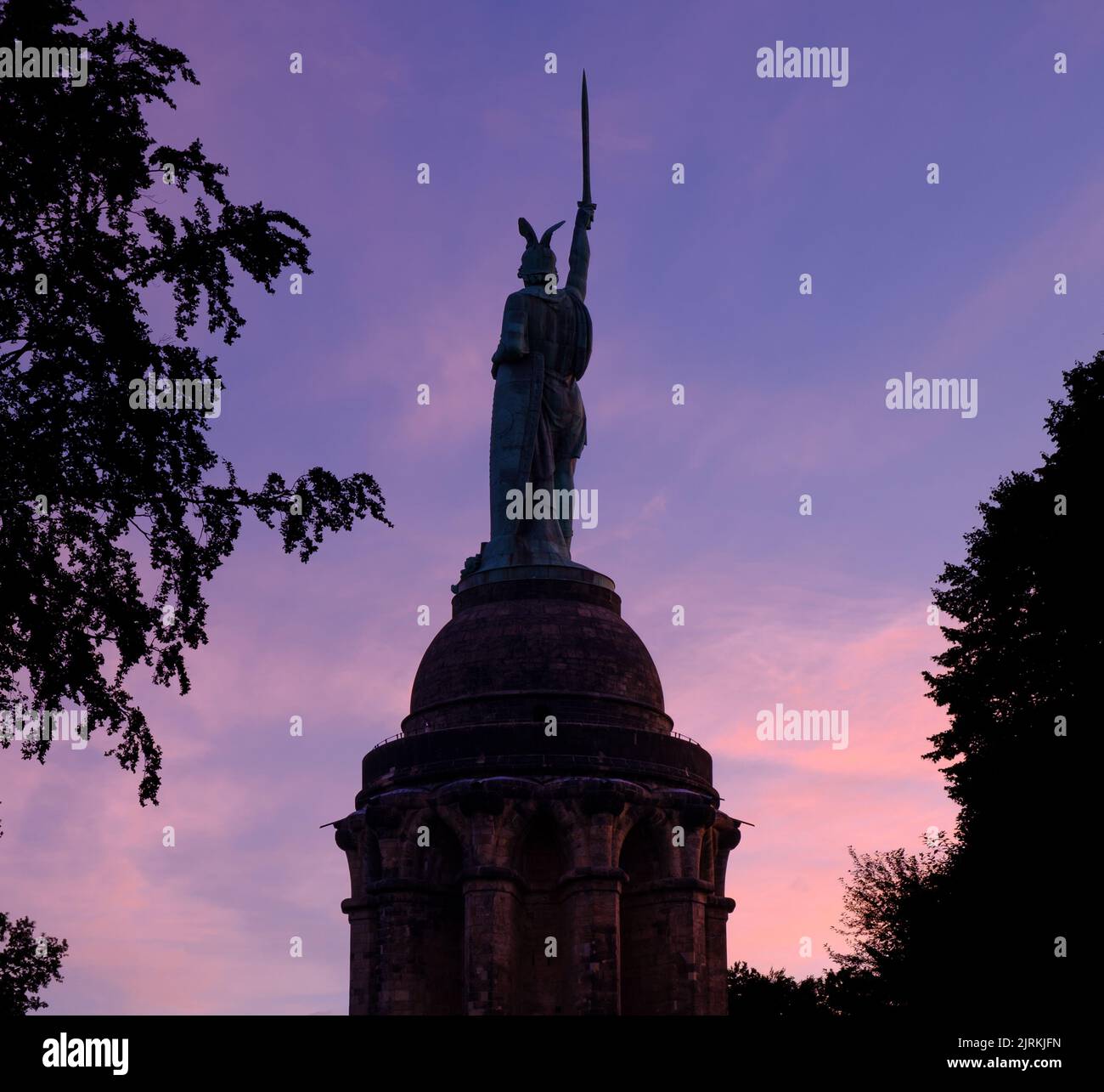 Hermannsdenkmal monumento al tramonto, Detmold, Germania , Foto Stock