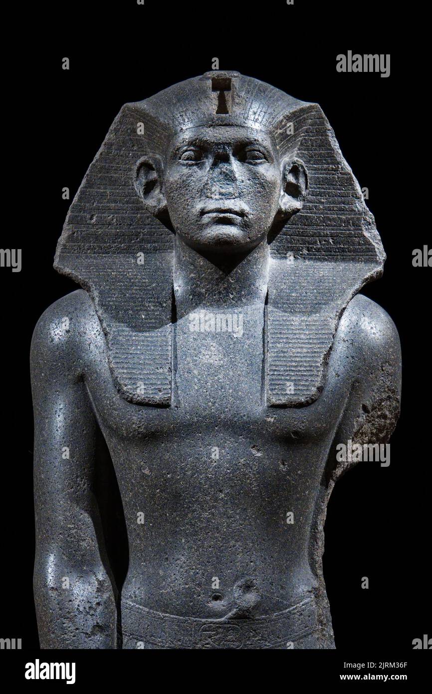 Statua in preghiera del re Amenemhat III Middle Kingdom, 12th Dynasty, 1840-1800 BCE, Memphis. Neues Musem, Berlino. Foto Stock