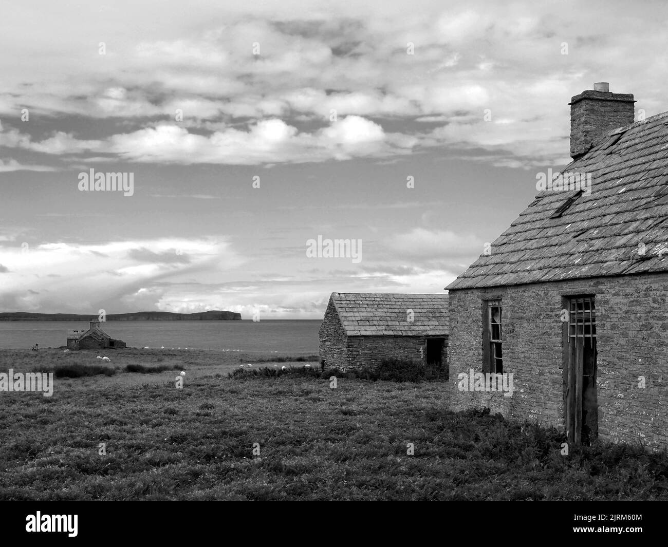 Case abbandonate, stroma, Scozia Foto Stock