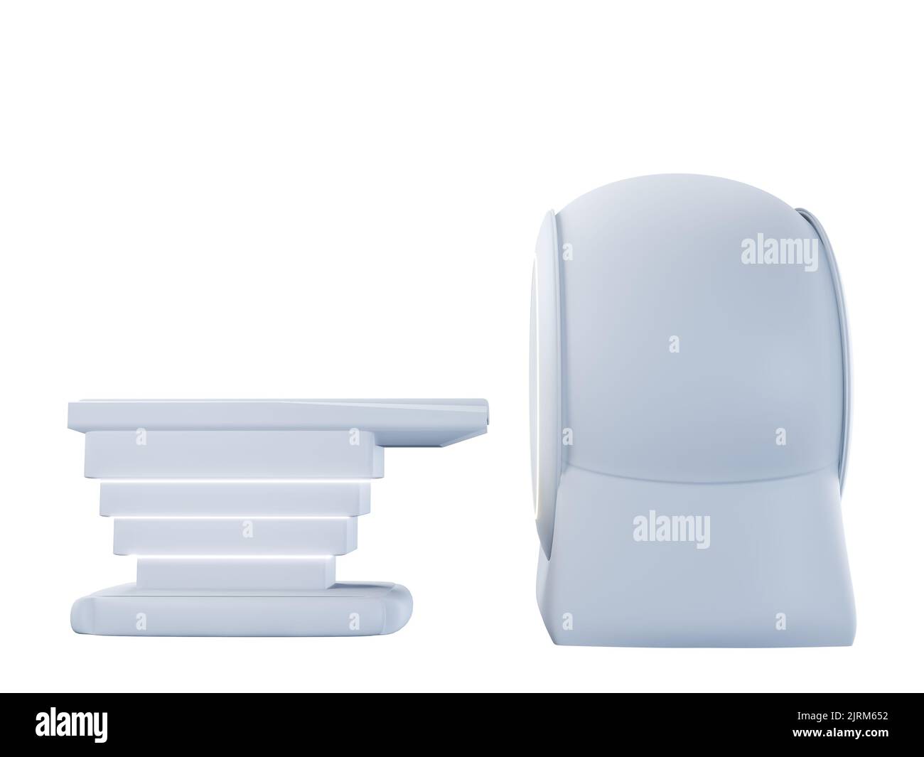 SCANNER MRI - dispositivo di scansione di imaging a risonanza magnetica nell'ospedale 3D che rende isolato uno sfondo bianco . Attrezzatura medica e Health Care.Clippin Foto Stock