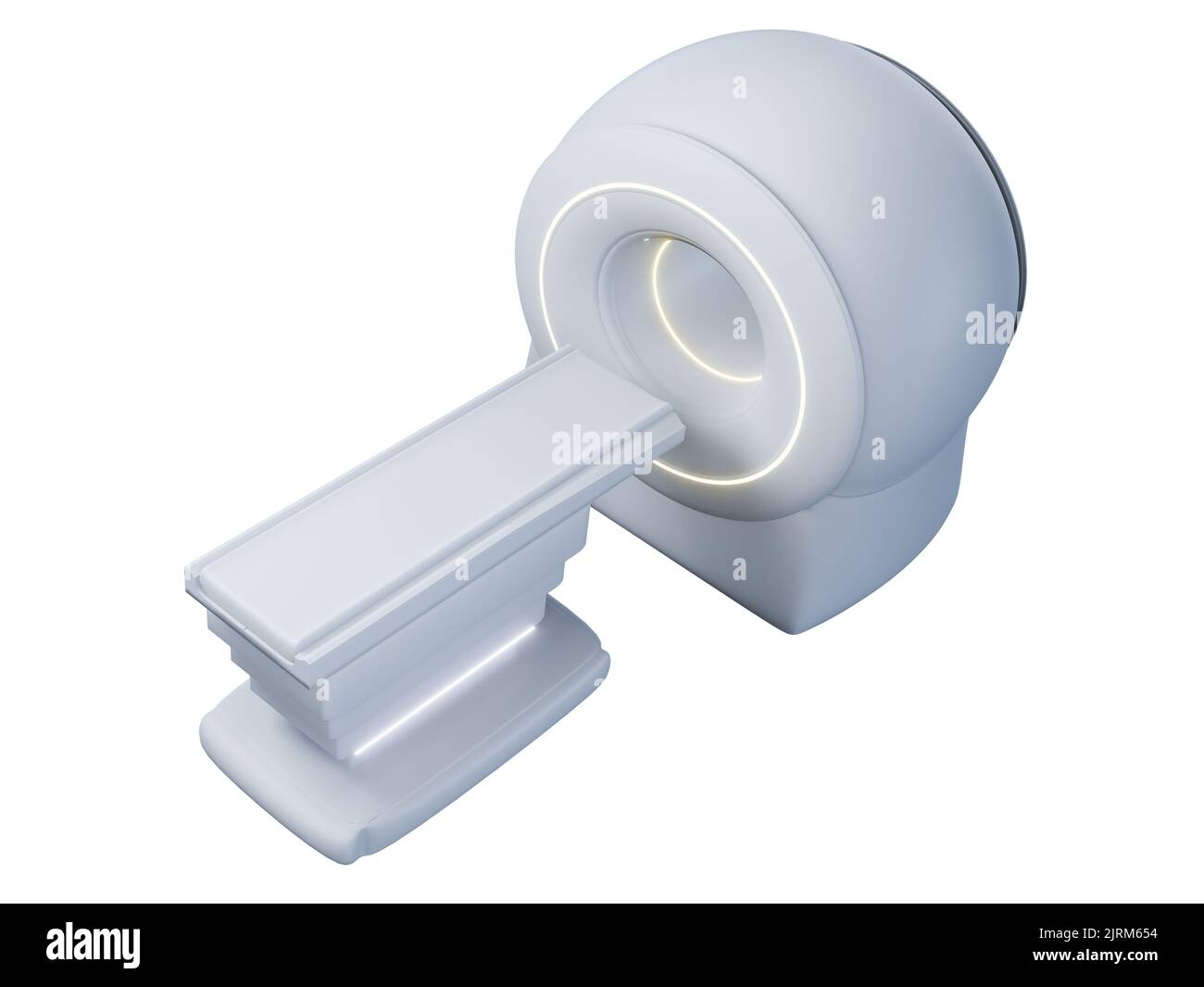 SCANNER MRI - dispositivo di scansione di imaging a risonanza magnetica nell'ospedale 3D che rende isolato uno sfondo bianco . Attrezzatura medica e Health Care.Clippin Foto Stock