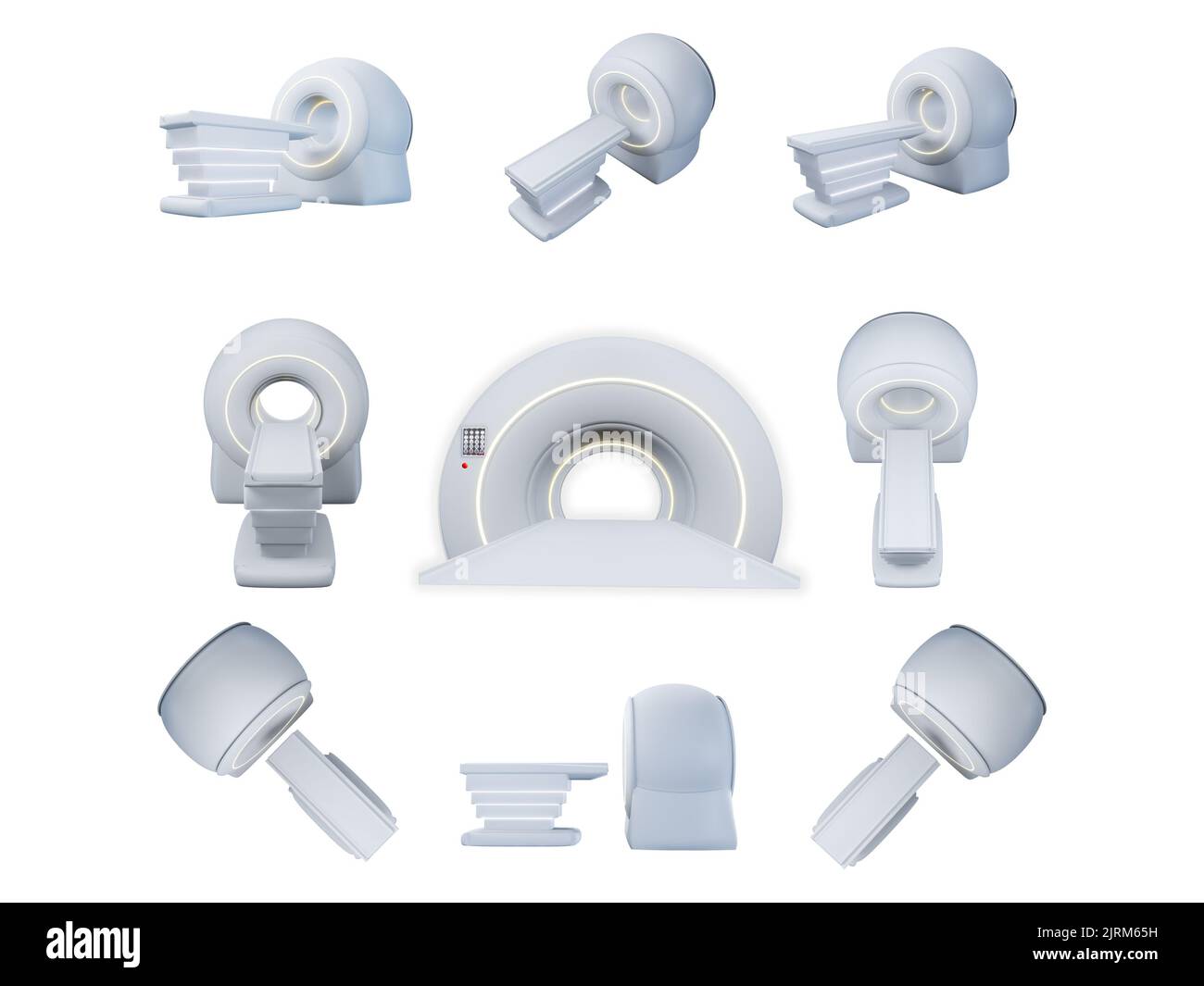Raccolta di SCANNER MRI - risonanza magnetica dispositivo di scansione di imaging in Hospital 3D rendering isolato su sfondo bianco . Attrezzature mediche e guarire Foto Stock