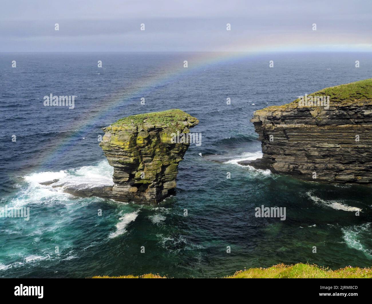 Rainbow, Marwick Head Foto Stock