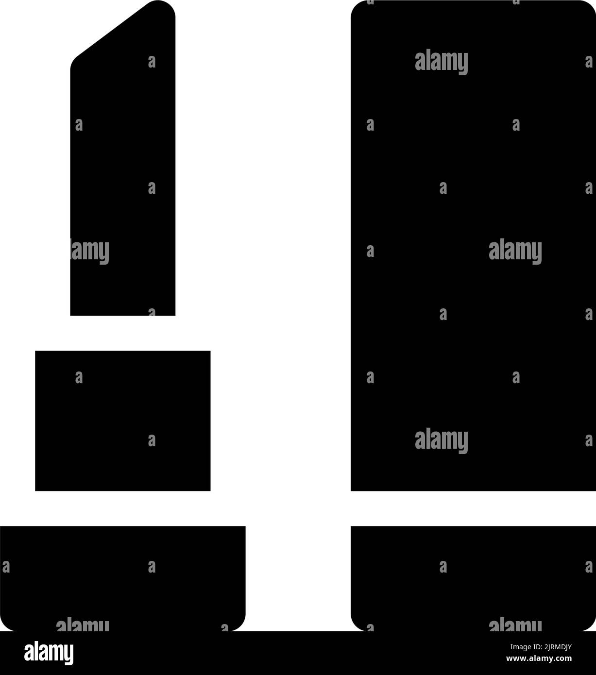 Icona dell'interfaccia utente glyph nera con rossetto Illustrazione Vettoriale