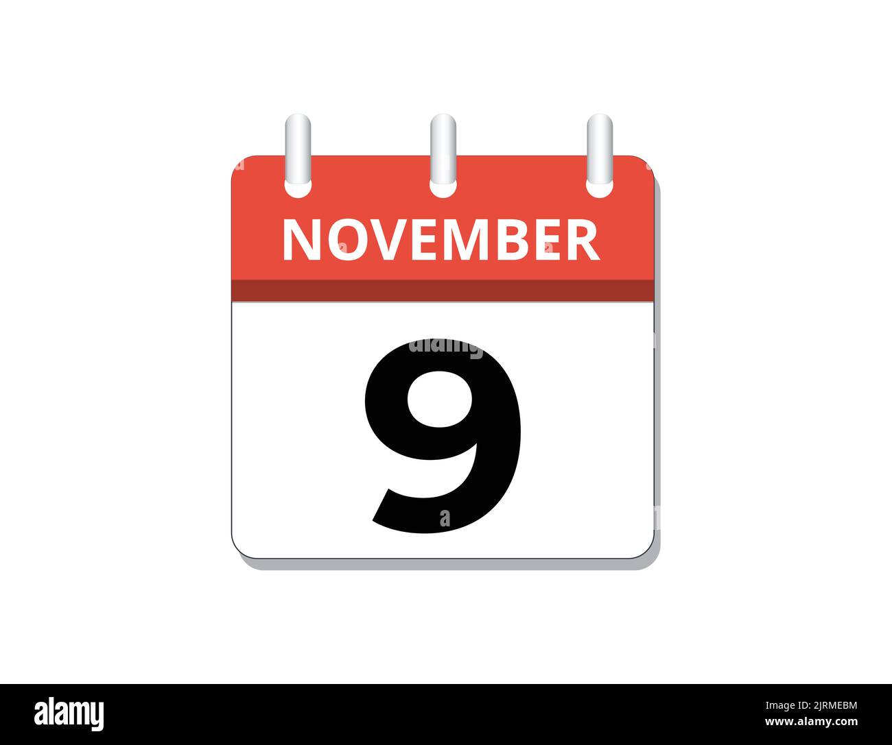 Novembre, 9th vettore icona calendario, concetto di pianificazione, business e compiti Illustrazione Vettoriale