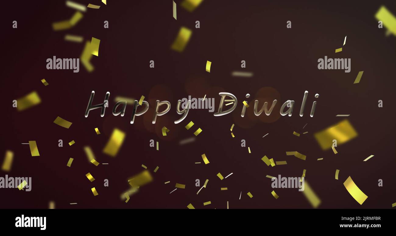 Immagine di buon diwali su confetti su sfondo nero Foto Stock