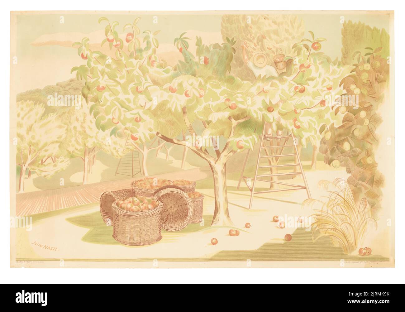 Poster, 'Fruit Gardens and Orchard', 1930, Regno Unito, di John Nash, Eyre & Spottismoode Ltd., H.M. Stationery Office, Empire Marketing Board. Trovato nella collezione, 2012. Foto Stock