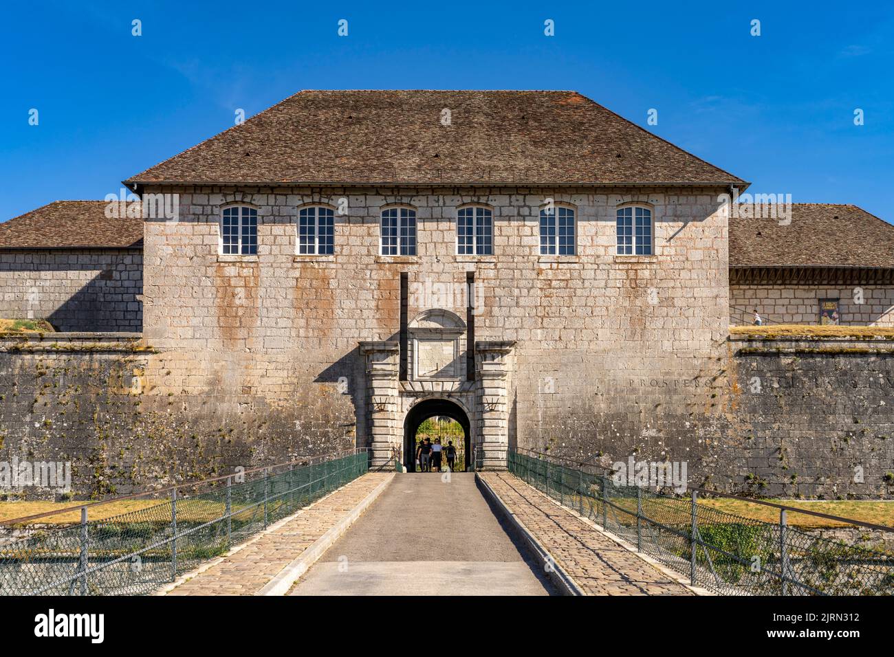 Portal zum Unesco Welterbe Zitadelle von Besancon, Bourgogne-Franche-Comté, Frankreich, Europa | porta del Patrimonio Mondiale Cittadella a Besancon, Bourgog Foto Stock
