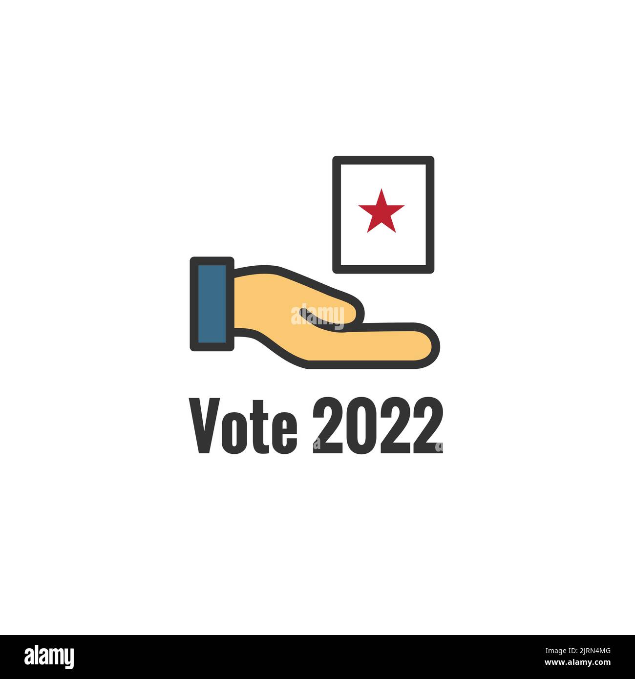 2022 Design delle elezioni di metà mandato con l'icona Red White Blue Vote Illustrazione Vettoriale