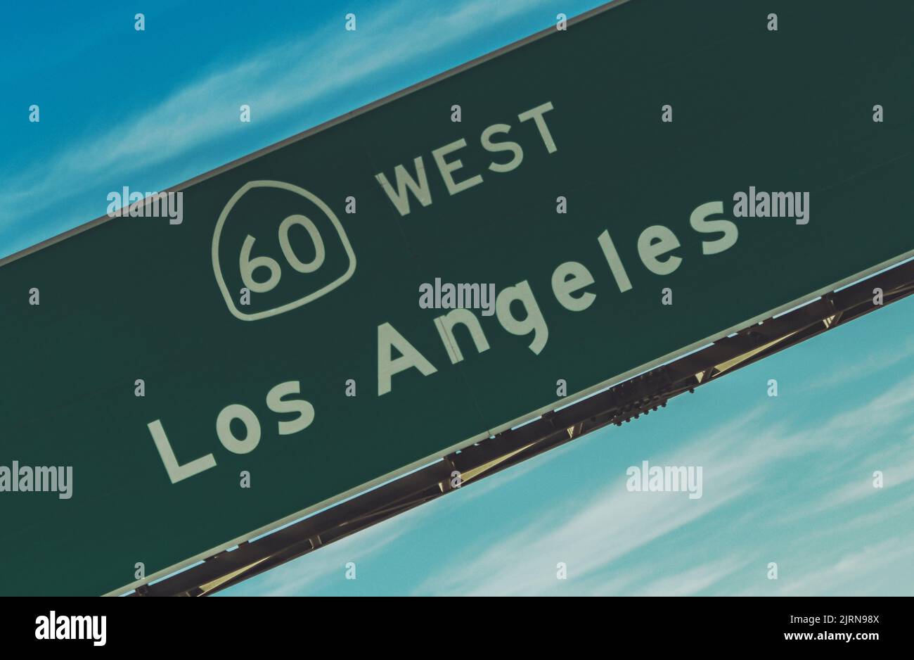Los Angeles Highway Sixty West Roadway Sign, California Stati Uniti d'America Foto Stock