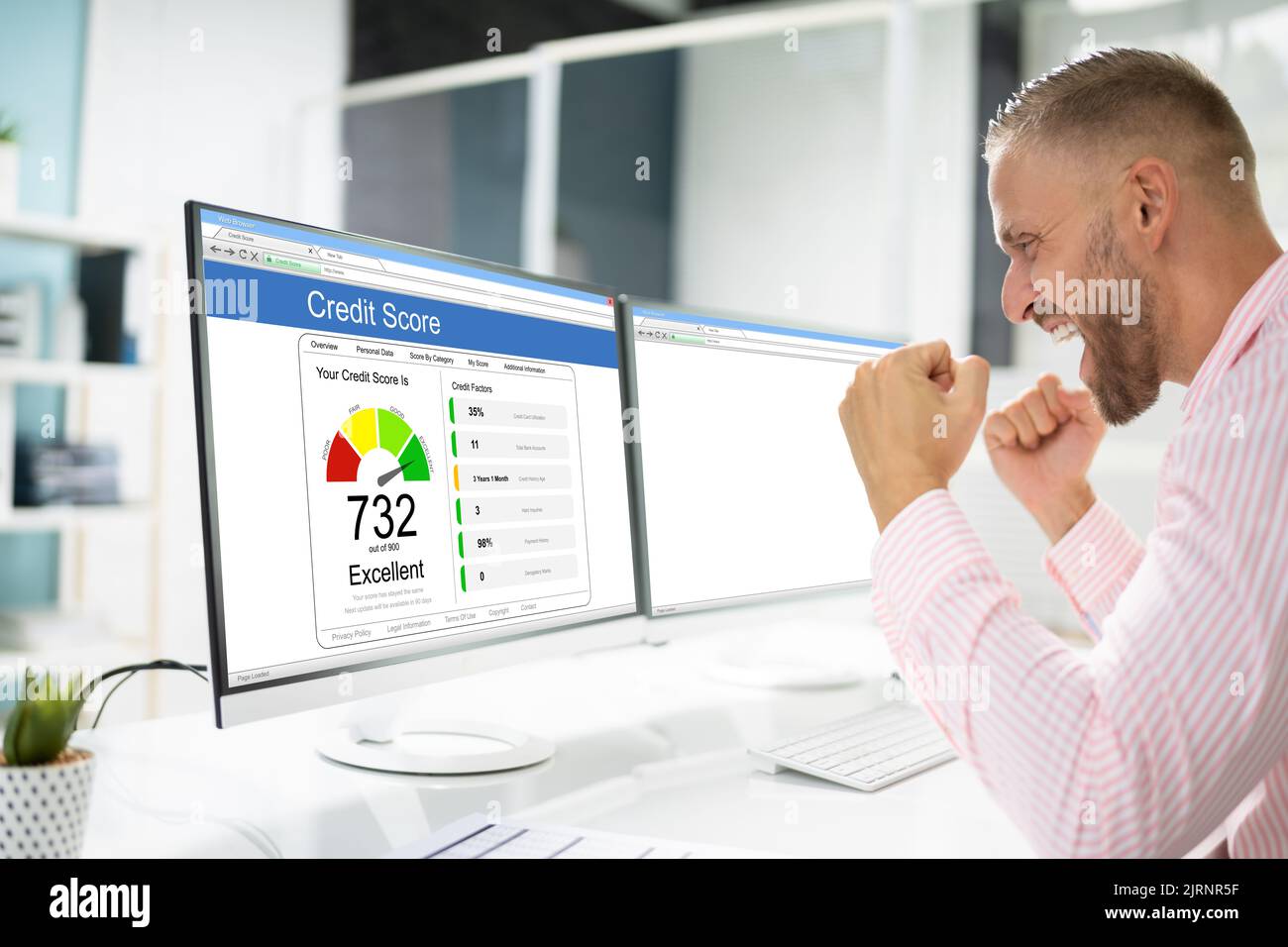 Online Credit Score Controlla online utilizzando il computer Foto Stock