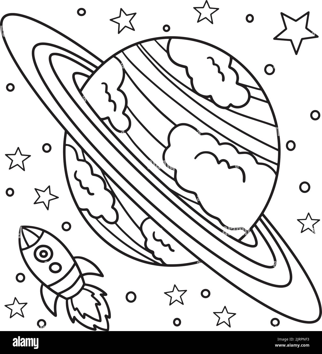 Pianeta Saturno colorazione pagina per bambini Illustrazione Vettoriale