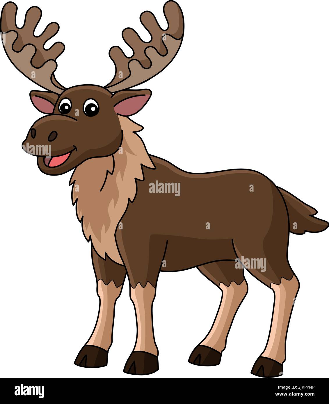 Illustrazione della clipart colorata di Moose Animal Cartoon Illustrazione Vettoriale