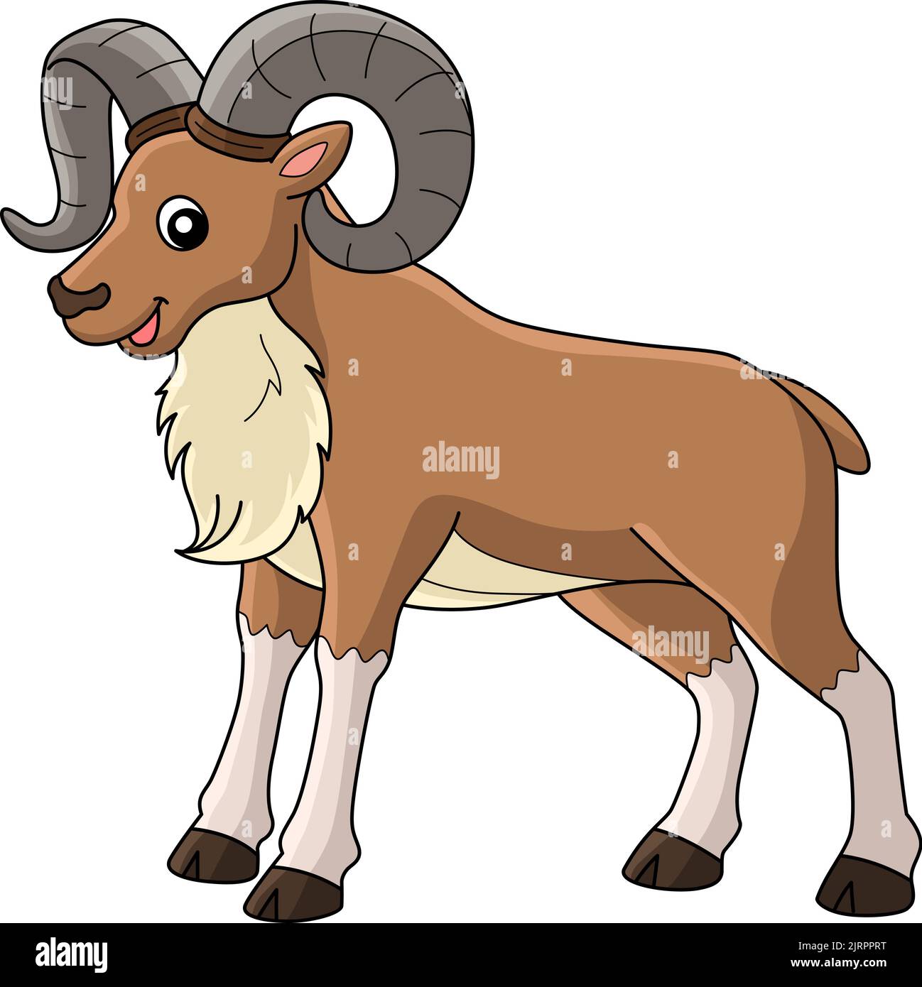 Illustrazione della clipart colorata di Urial Animal Cartoon Illustrazione Vettoriale